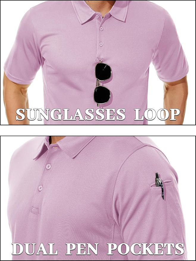 TACVASEN Mens Polo Shirt Short Sleeve Tactical Performance Collared Work Golf Shirts Dry Fit Pique Polos for Summer