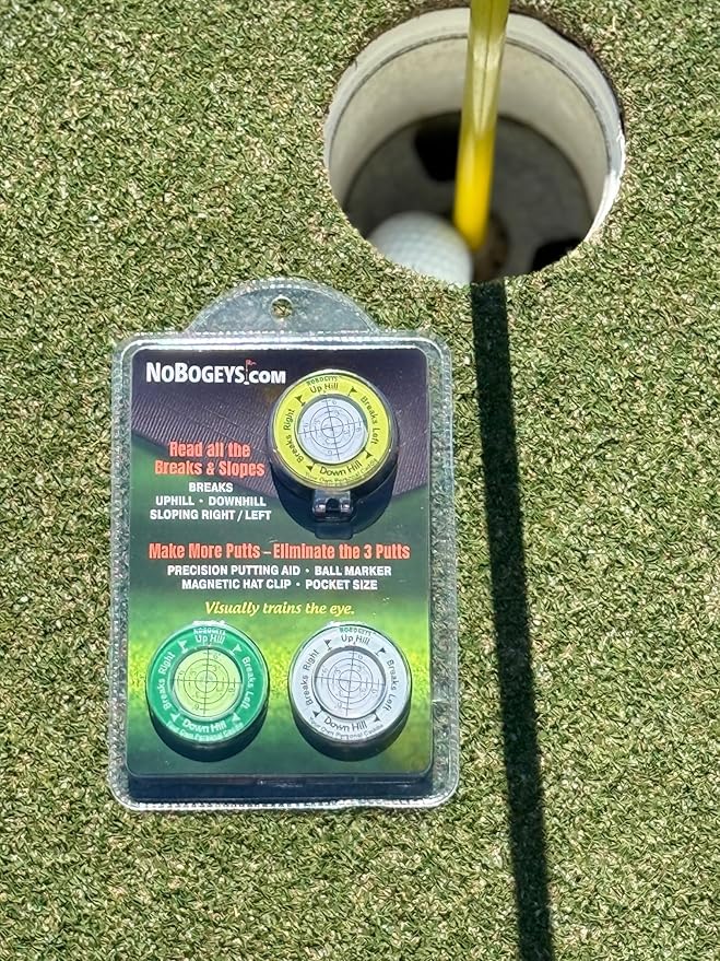 NoBogeys Magnetic Golf Hat Clip with Ball Marker - 3 Pack Durable Green Reader with Clip - Strong Magnet for Hats, Visors & Bags – Precision Putting Aid for Improved Accuracy