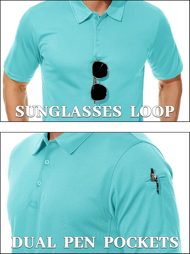 TACVASEN Mens Polo Shirt Short Sleeve Tactical Performance Collared Work Golf Shirts Dry Fit Pique Polos for Summer