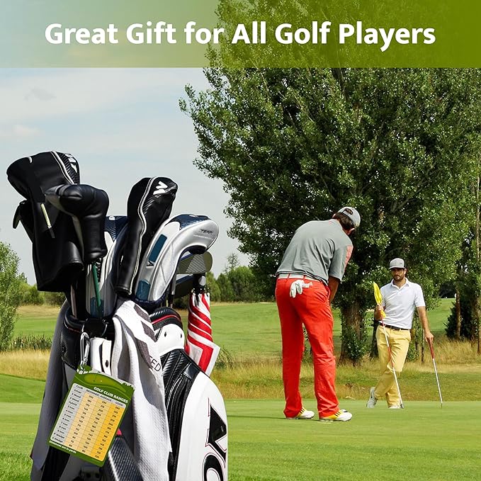 Golf Club Distance Card - 5.12" x 3.54" Golf Club Range Chart Card Quick Reference Yardage Card, Golf Gifts Golf Accessories for Beginners, Average, Seasoned Golfers - Easy to Clip On Golf Bag