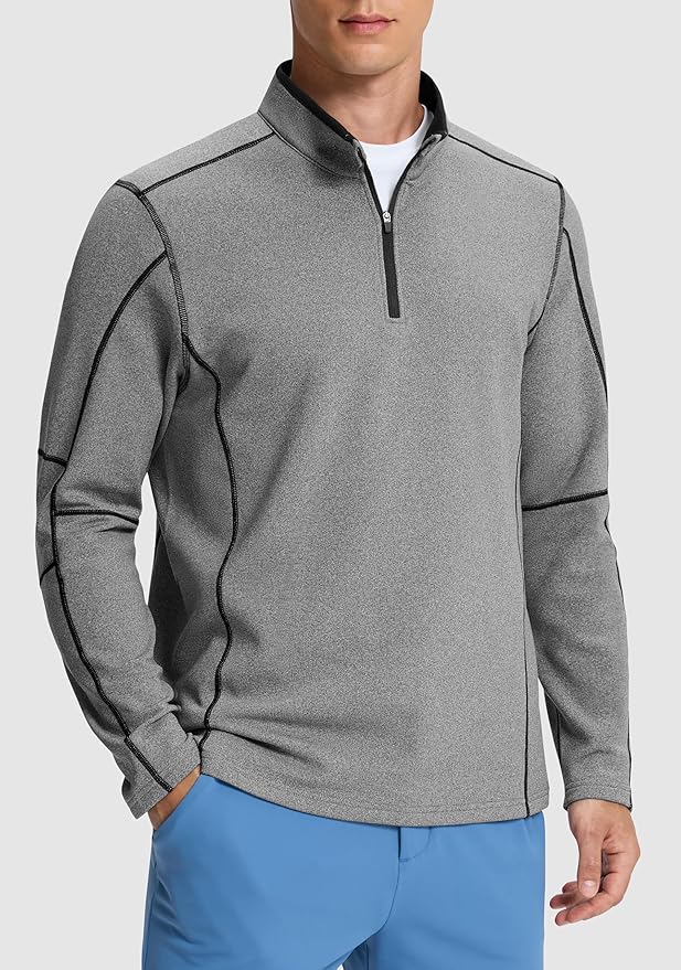 G Gradual Quarter Zip Pullover for Men Fleece Lined Sweatshirt Long Sleeve Winter Golf Shirt Mock Neck Polo Running Sweater