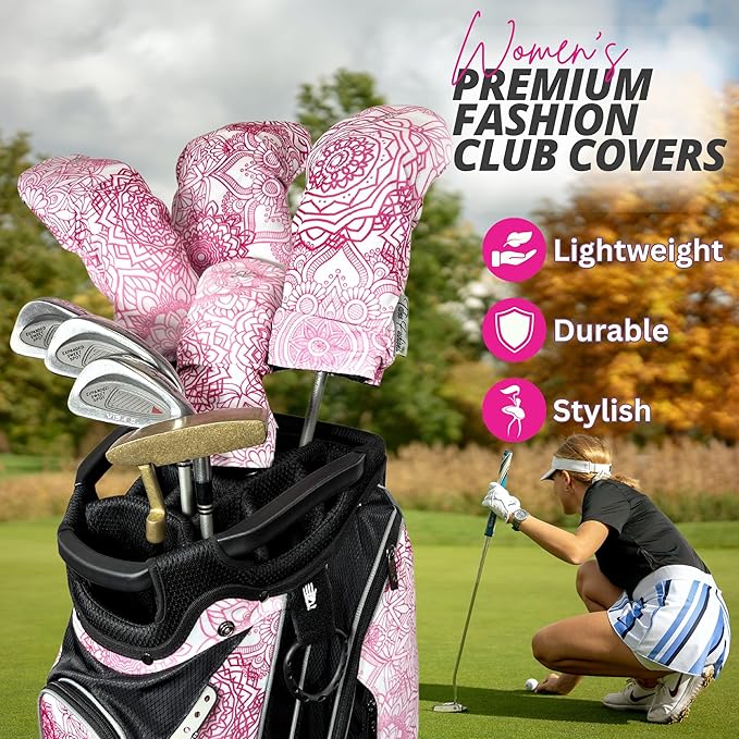 Taboo Fashions Resort Collection Golf Club Covers for Women - Numbered Golf Headcovers Set for Driver, Fairway and Hybrid Clubs - Weather Resistant, Pack of 4