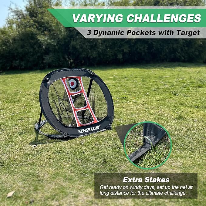 Foldable Chipping Net with Mat & Balls, Indoor Golf Practice Chipping Target, Backyard Golf Game & Gifts
