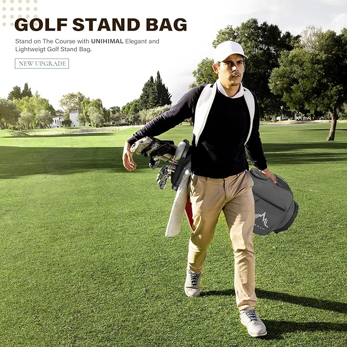 Golf Stand Bag with 7 Way Top Dividers, Lightweight Golf Bags for Men Women with Multiple Pockets, Dual Straps