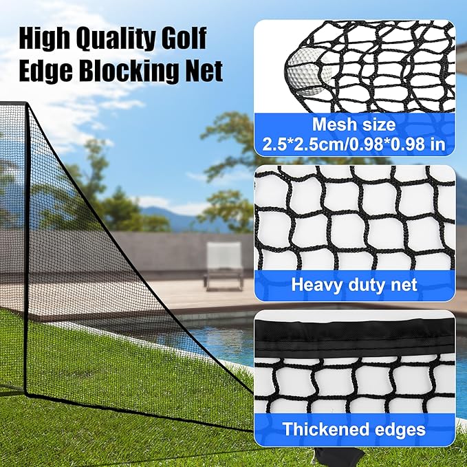 6-10ft 1/2PCS Nylon Shank Net Golf Accessory with 1 Sang Bag, Easy to Install Side Net for Golf Nets and Simulator Premium Sports Net Hitting Nets (Red/Black)