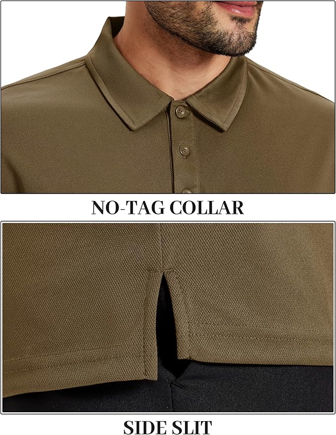 TACVASEN Mens Polo Shirts Short Sleeve Dry Fit Performance Breathable Golf Shirt with Collar Tennis Casual Business Work