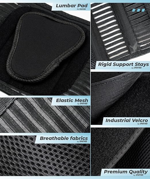 Sparthos Back Support Belt - Immediate Relief from Back Pain, Sciatica, Herniated Disc - Breathable Brace With Lumbar Pad - Lower Backbrace For Home & Lifting At Work - For Men & Women - (X-Small)