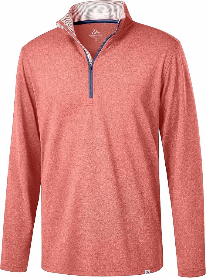 Obla Golf Quarter Zip Pullover Men Fleece Mock Neck Sweatshirt Winter Warm 1/4 Zip Long Sleeve Golf Shirt