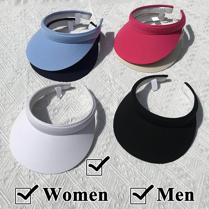3 Pack Sports Sun Visor Hat Women Men Adjustable Clip On Visors Outdoor Golf Beach Cap