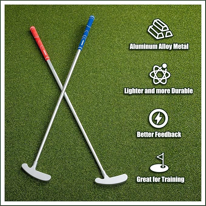 FUNGREEN Golf 2PCS/Pack Two-Way Putter Club for Right or Left Handed Golfers Foldable Alloy Rod Head Adults Golf Putter - 34" Length