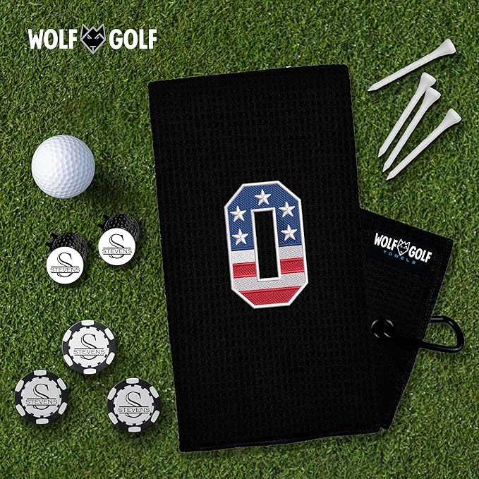 Wolf Golf Towels USA Monogrammed Personalized Golf Towel | Custom Golf Towels for Golf Bags for Men or Women