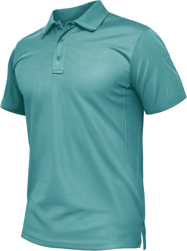 TACVASEN Mens Polo Shirt Short Sleeve Tactical Performance Collared Work Golf Shirts Dry Fit Pique Polos for Summer