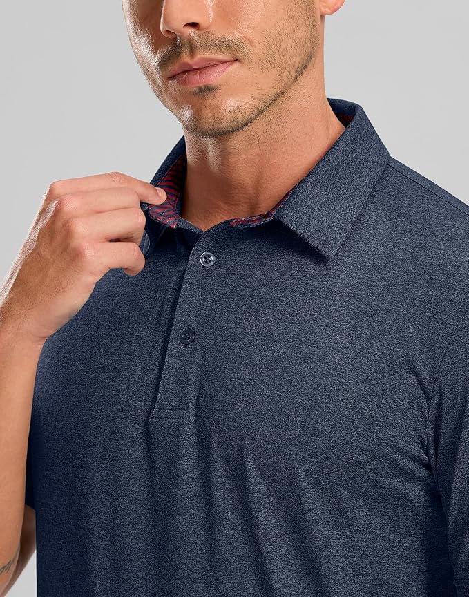 Golf Shirts Heather Polo Short Sleeve Dry Fit Lightweight Moisture Wicking Collared Shirts Casual Athletic Business