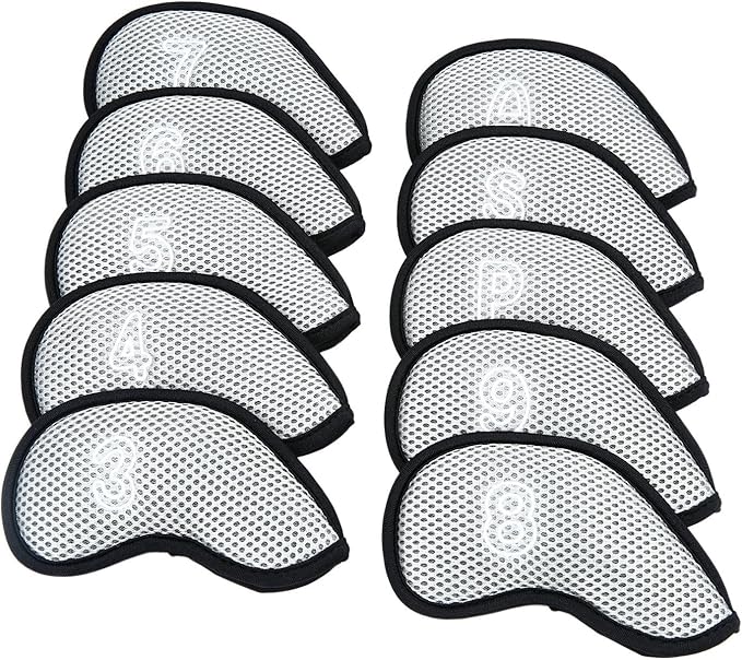10Pcs/Pack New Meshy Golf Iron Covers Set Golf Club Head Cover Fit Most Irons