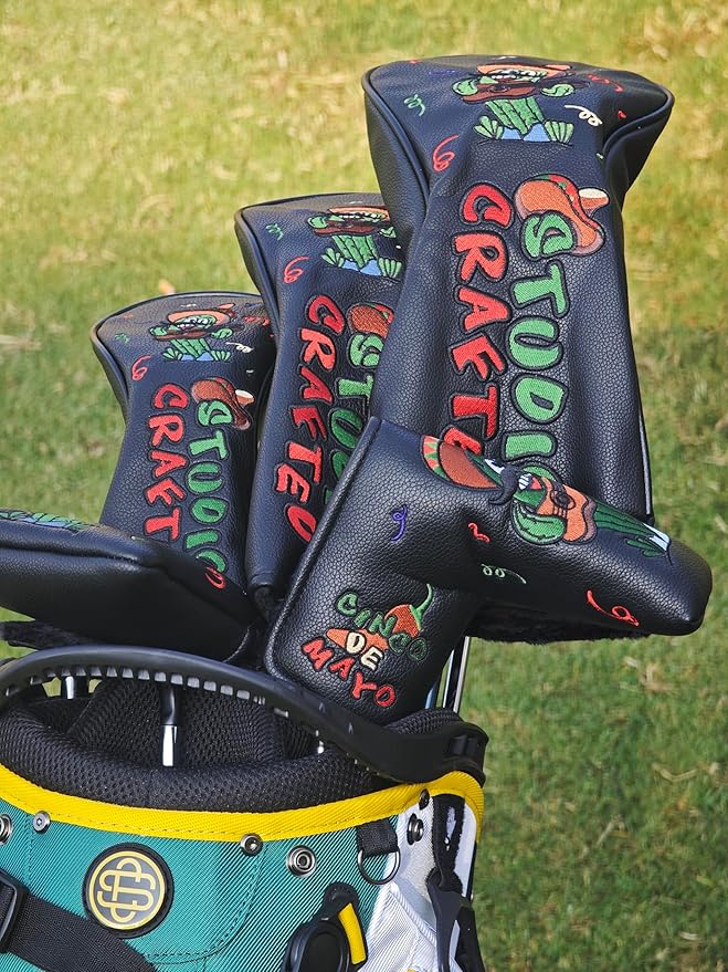 Cinco De Mayo Sombrero Golf Headcover for Driver Fairway Woods Hybrid Rescue Blade & Square Mallet Putter Head Cover