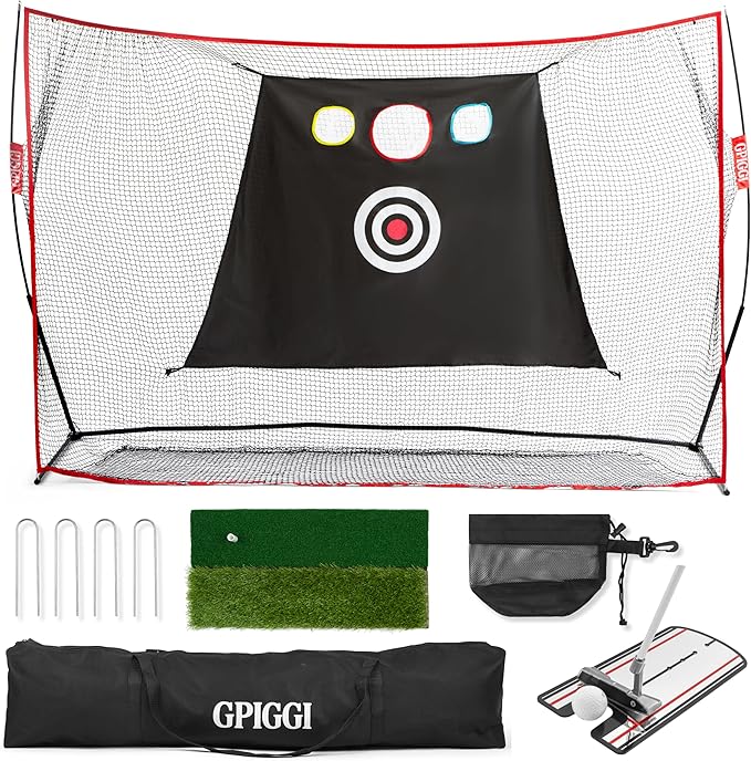 Golf Hitting Net with Putting Mirror - 10×7ft Heavy Duty Golf Practice Net for Indoor & Outdoor Use, Easy to Assemble