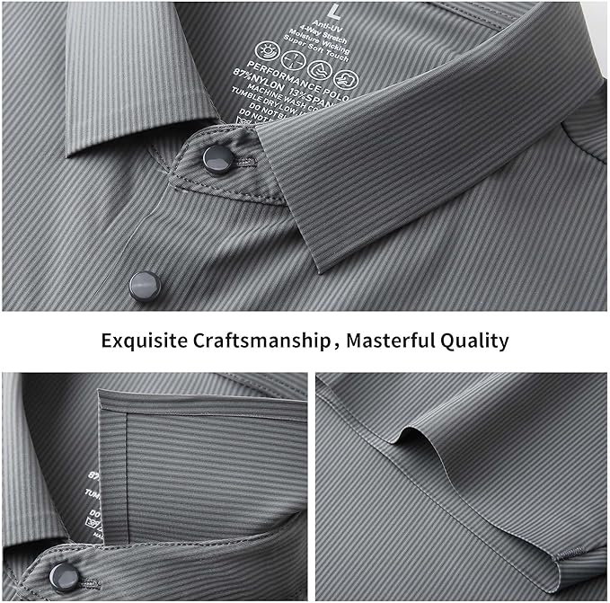 Esabel.C Golf Shirts for Men Dry Fit Performance Short Sleeve Print Moisture Wicking Collared Shirt