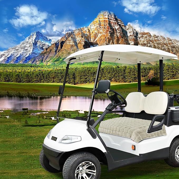 YOKYHOM Golf Cart Seat Covers, Supreme Comfort Golf Cart Seat Towel Blanket, Heavyweight Deep-Pile, Fits EZGO, Yamaha, Club Car and More 2-Seat Carts, 50"x 27.5", Off-White
