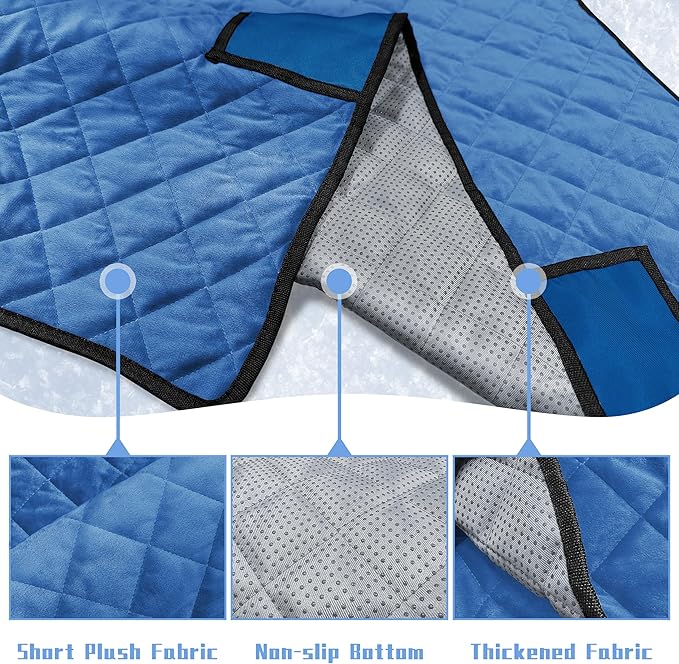 YOKYHOM Golf Cart Seat Covers with 4 Front Pockets, Thick and Non-Slip Golf Cart Seat Towel Blanket, Fits for EZGO, Yamaha, Club Car and More 2 Seats Golf Carts, Blue