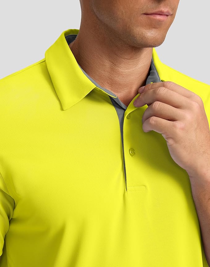 Men's Golf Shirts Dry Fit Moisture Wicking Performance Short Sleeve Collared Polo Shirts for Casual Athletic Business