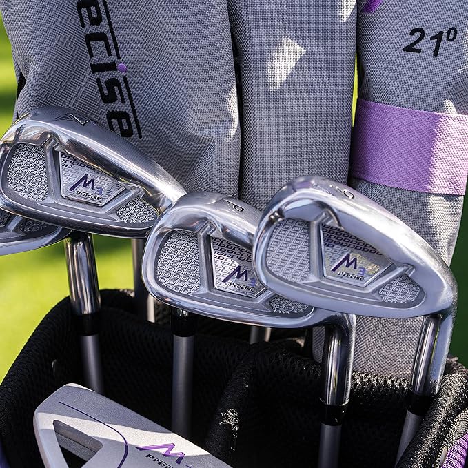 Precise M3 Ladies Complete Right Handed Golf Club Set | Complete Regular & Petite Womens Golf Clubs Set | with 3 HC's, Lightweight Shafts & Spacious Stand Bag w/Storage Pockets & Dual Carrying Straps