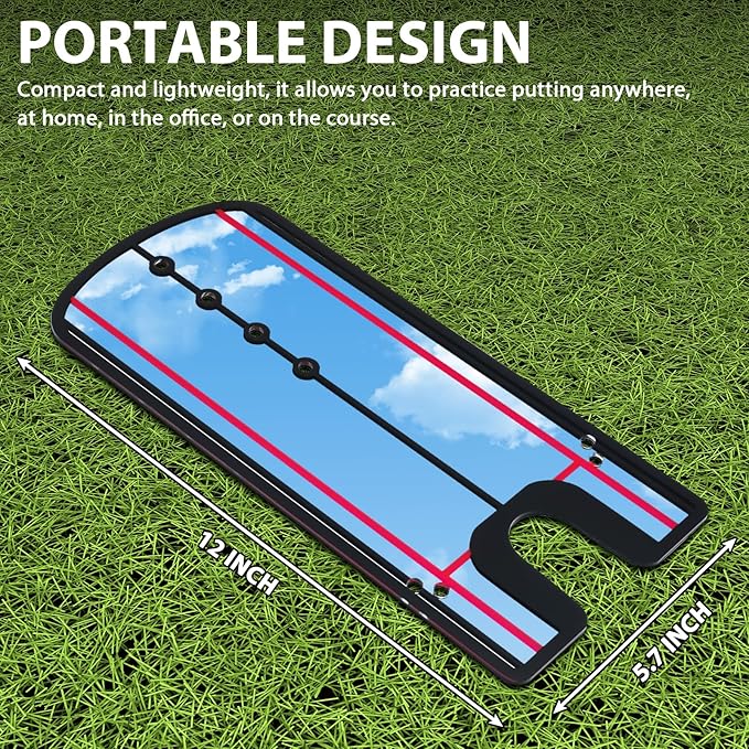 Golf Putting Training Mirror, Portable Indoor Outdoor Training Aid for Swing Posture, Ball Path & Stroke Accuracy Improvement