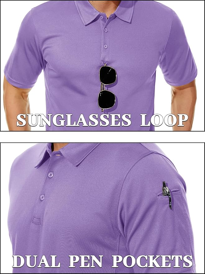 TACVASEN Mens Polo Shirt Short Sleeve Tactical Performance Collared Work Golf Shirts Dry Fit Pique Polos for Summer