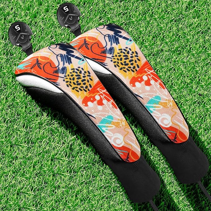 FINGER TEN Golf Club Head Covers Woods Hybrids 1/2/3/4 Pack, Headcovers Men Women 3 5 7 X with Interchangeable Number Tag, Fit All Wood Hybrid Clubs