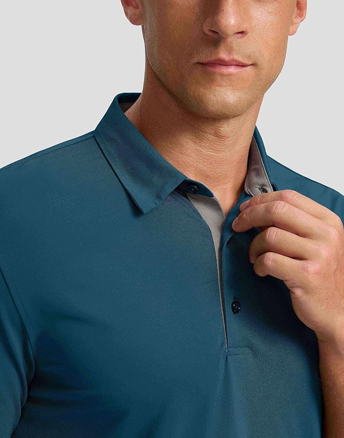 Men's Golf Shirts Dry Fit Moisture Wicking Performance Short Sleeve Collared Polo Shirts for Casual Athletic Business