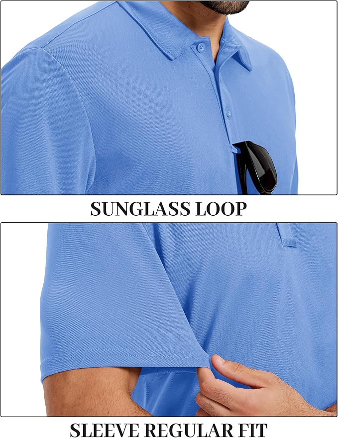 TACVASEN Mens Polo Shirts Short Sleeve Dry Fit Performance Breathable Golf Shirt with Collar Tennis Casual Business Work