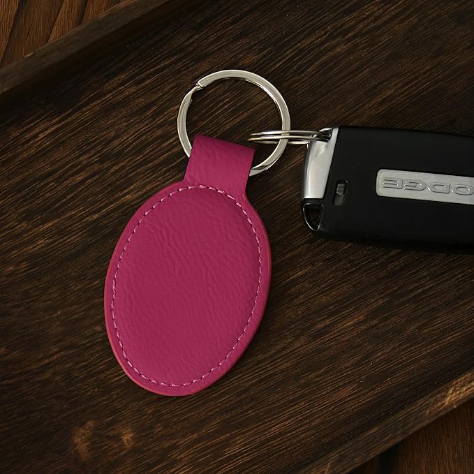 LaserGram Oval Keychain, Golf Ball, Personalized Engraving Included (Hot Pink)