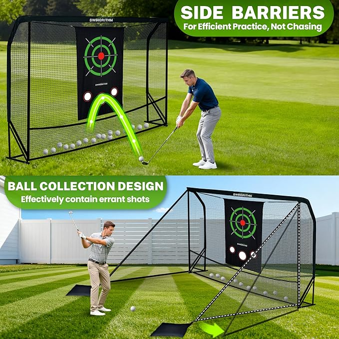 Golf Practice Hitting Net for Driving Real Balls - 10x7ft Heavy Duty Golf Nets for Backyard with Hitting Target Indoor & Outdoor Driving Range Practice, Portable with Carry Bag