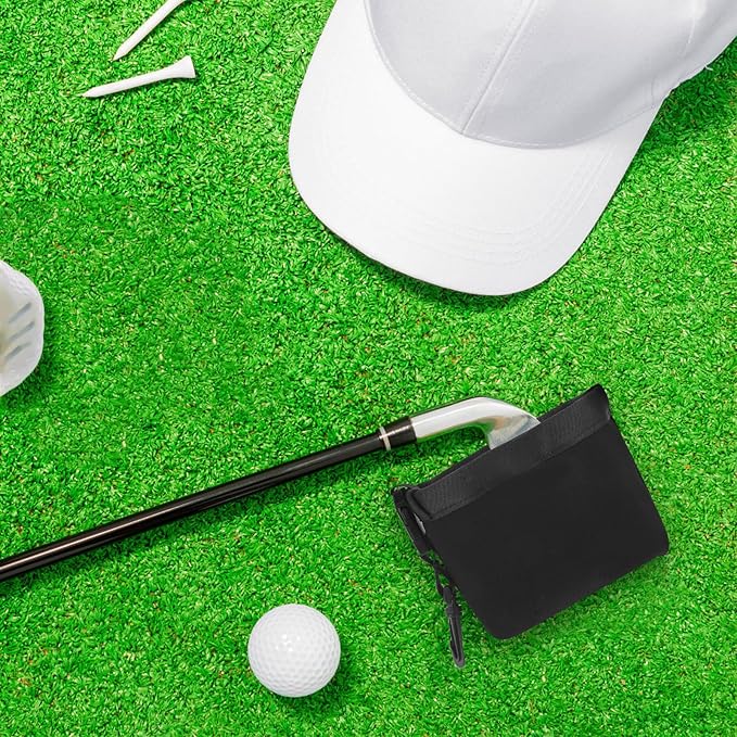 Mikinona Portable Golf Club Cleaning Pouch with Detachable Clip Fabric Liner Golf Ball Bag for Club Face Maintenance and Outdoor Use