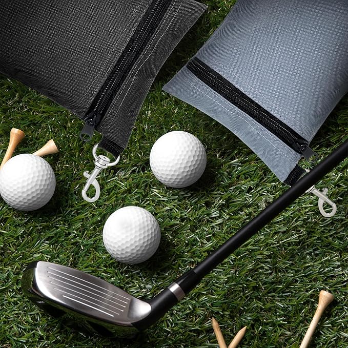 Golf Tee Bag Pouch 2 Pack, Clip-on Tee Bag for Golf Bags Accessories, 6.69 X 5.31 Inch 600D Oxford Fabric, Black & Gray