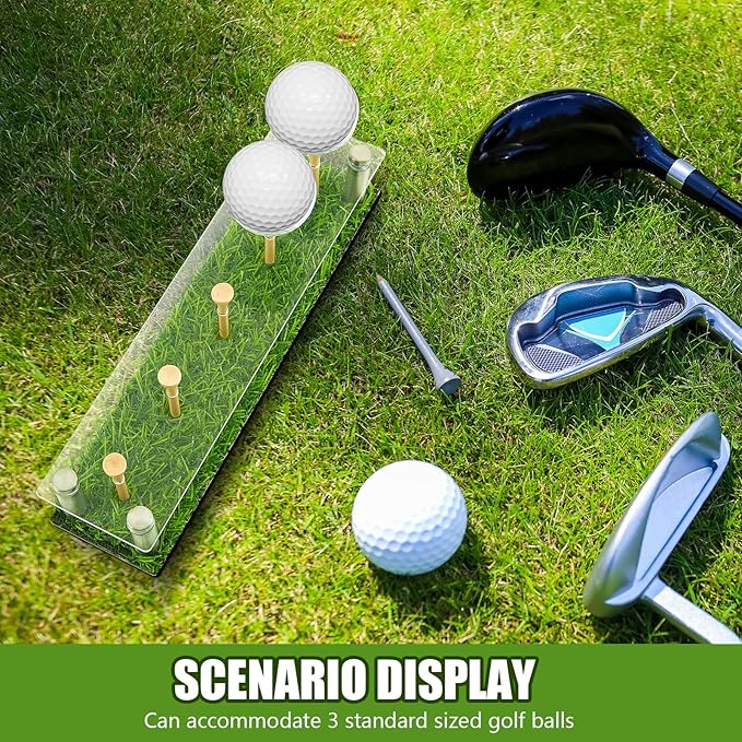 Menkxi Golf Ball Display Case Golf Ball Holder Stand Box with Black Base Acrylic Metal Turf Tee Memorabilia Show Decoration Office Gifts Decor(9.84 Inch)
