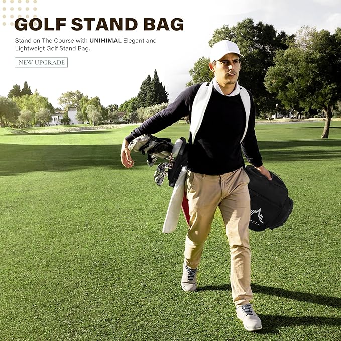Golf Stand Bag with 7 Way Top Dividers, Lightweight Golf Bags for Men Women with Multiple Pockets, Dual Straps