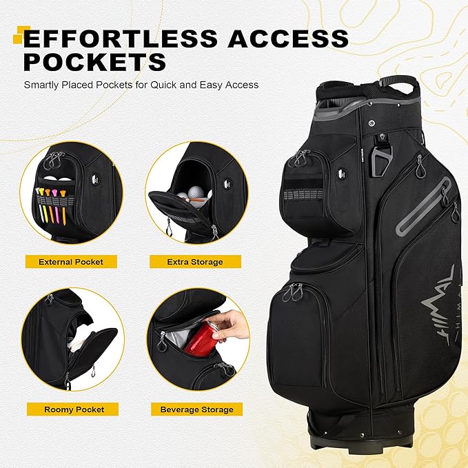 Golf Cart Bag, 15 Way Organizer Divider Top with Handles and Rain Cover