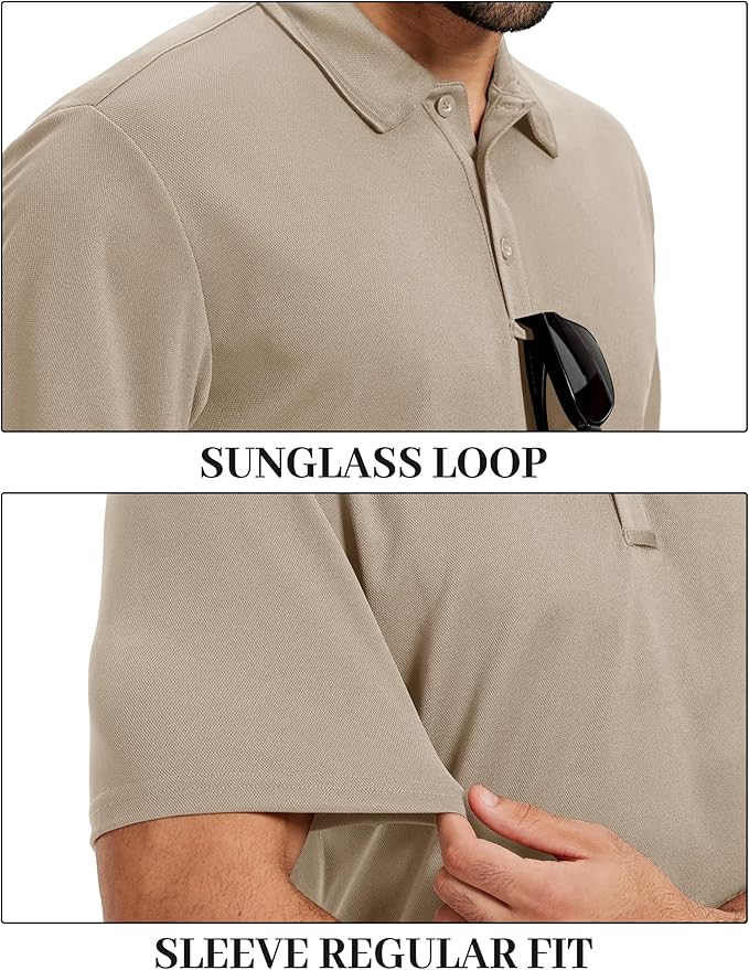 TACVASEN Mens Polo Shirts Short Sleeve Dry Fit Performance Breathable Golf Shirt with Collar Tennis Casual Business Work
