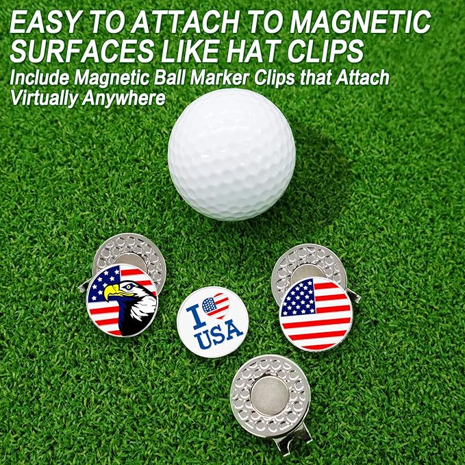FINGER TEN Golf Ball Marker with Hat Clip Markers Assorted Patterns Value Gift Set Mark Golf Divot Tool Accessories for Men Women Kids