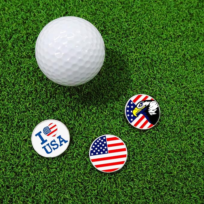 FINGER TEN Golf Ball Marker with Hat Clip Markers Assorted Patterns Value Gift Set Mark Golf Divot Tool Accessories for Men Women Kids