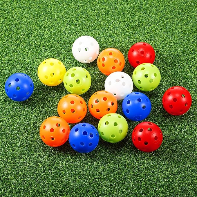 Tradder 120 Pcs 42mm Practice Golf Balls Hollow Sports Golf Training Balls Multicolor Plastic Golf Balls for Backyard Indoor Outdoor Driving Range Training Swing Practice