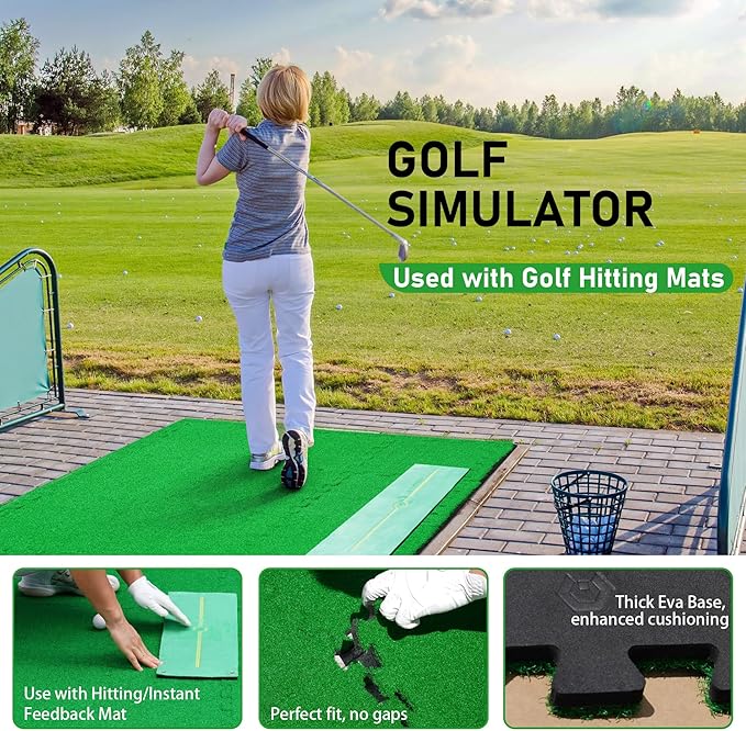GAIARENA Artificial Turf Mat with Thick EVA Foam Base for Golf Simulator, Grass Tiles Base for Golfing Hitting Practice Mat, Artificial Grass Mat Floor Decoration for Indoor Outdoor