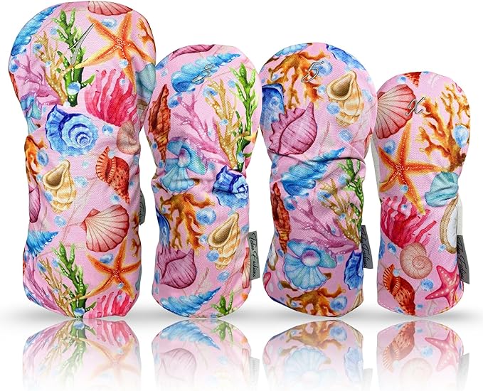 Taboo Fashions Designer Resort Golf Club Covers for Women - Numbered Golf Headcovers Set for Driver, Woods & Hybrid - Weather/Moisture Resistant Protection, Pack of 4
