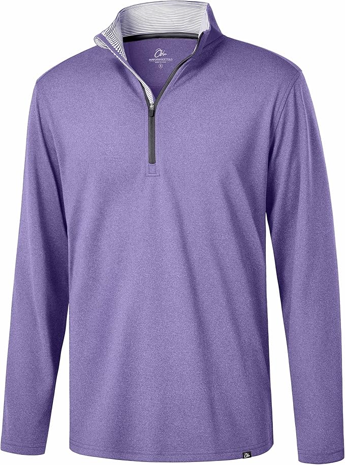 Obla Golf Quarter Zip Pullover Men Fleece Mock Neck Sweatshirt Winter Warm 1/4 Zip Long Sleeve Golf Shirt