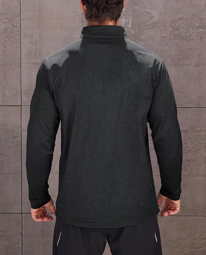 KEFITEVD Men's Quarter Zip Pullover Fleece Lined Long Sleeve Golf Shirt 1/4 Zip Sweatshirts Thermal Winter Sweaters