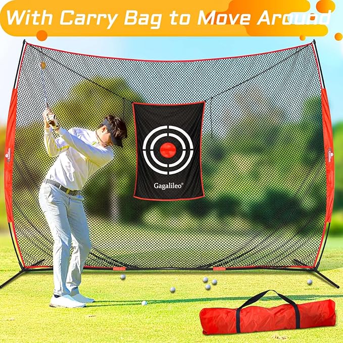 Gagalielo Golf Hitting Net：Professional Practice Accuracy with Target Mat Driving Swing Indoor Outdoor Training Backyard Garage Gift for Golfers