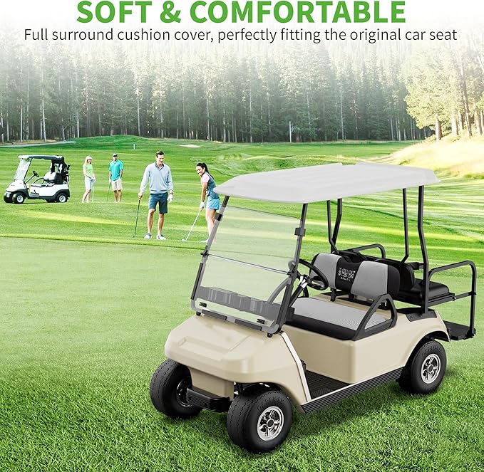 10L0L Universal Golf Cart Seat Covers Dress UP Older Golf Cart Durable Breathable Material Fit Like a Glove for EZGO TXT RXV Club Car DS, Easy to Install