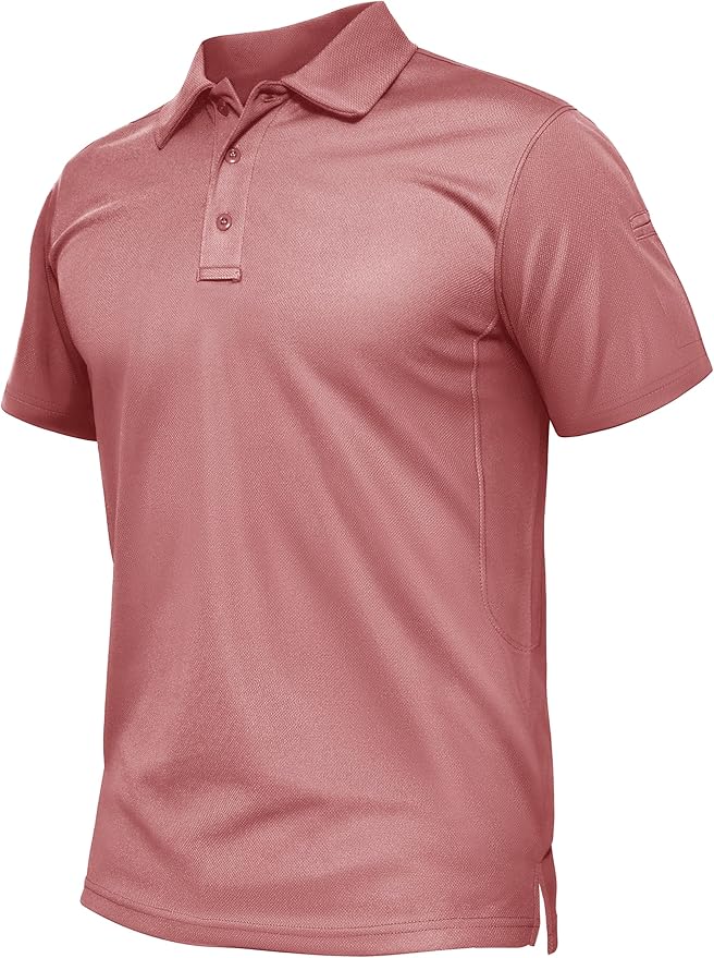 TACVASEN Mens Polo Shirt Short Sleeve Tactical Performance Collared Work Golf Shirts Dry Fit Pique Polos for Summer