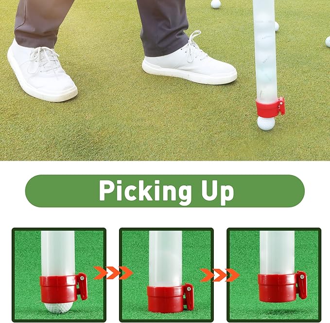 Golf Ball Retriever Professional Picker Golf Ball Shag Tube Plastic Release Retrievers Collector Practice Pick-up Sucker Tool, 35.4 Inch