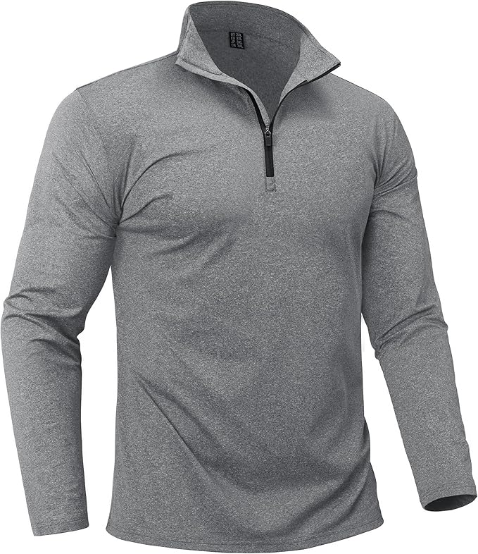Boladeci Men's Quarter Zip Pullover Premium Fleece Lined Heather Long Sleeve Golf Shirts Midweight 1/4 Half Zip Sweatshirts